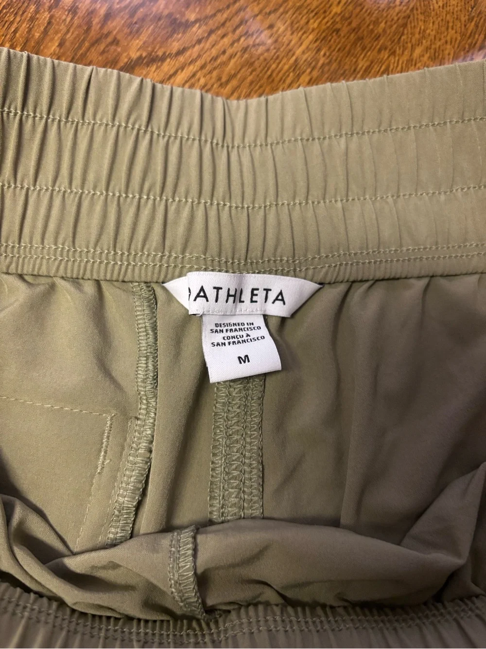 Athleta Light Olive High-Waist Athletic Shorts